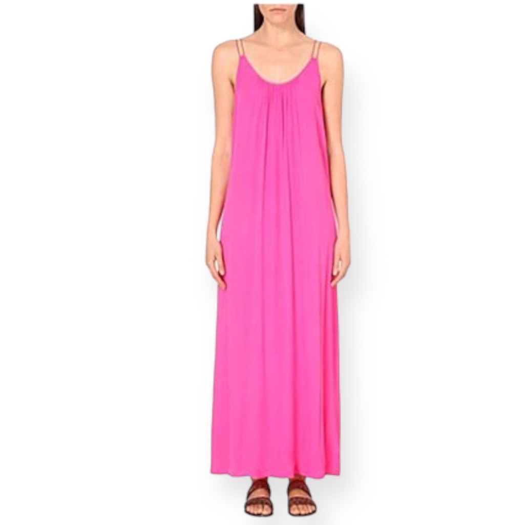 Maje Reflet Pink Crepe Maxi Dress